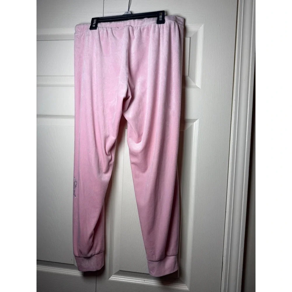 Juicy Couture Pink Velour Rhinestone Logo‎ Joggers Sleepwear Pants Medium